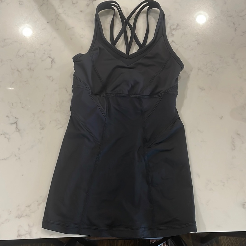 Lululemon black tank with built in sports bra. Excellent condition! Size 2.